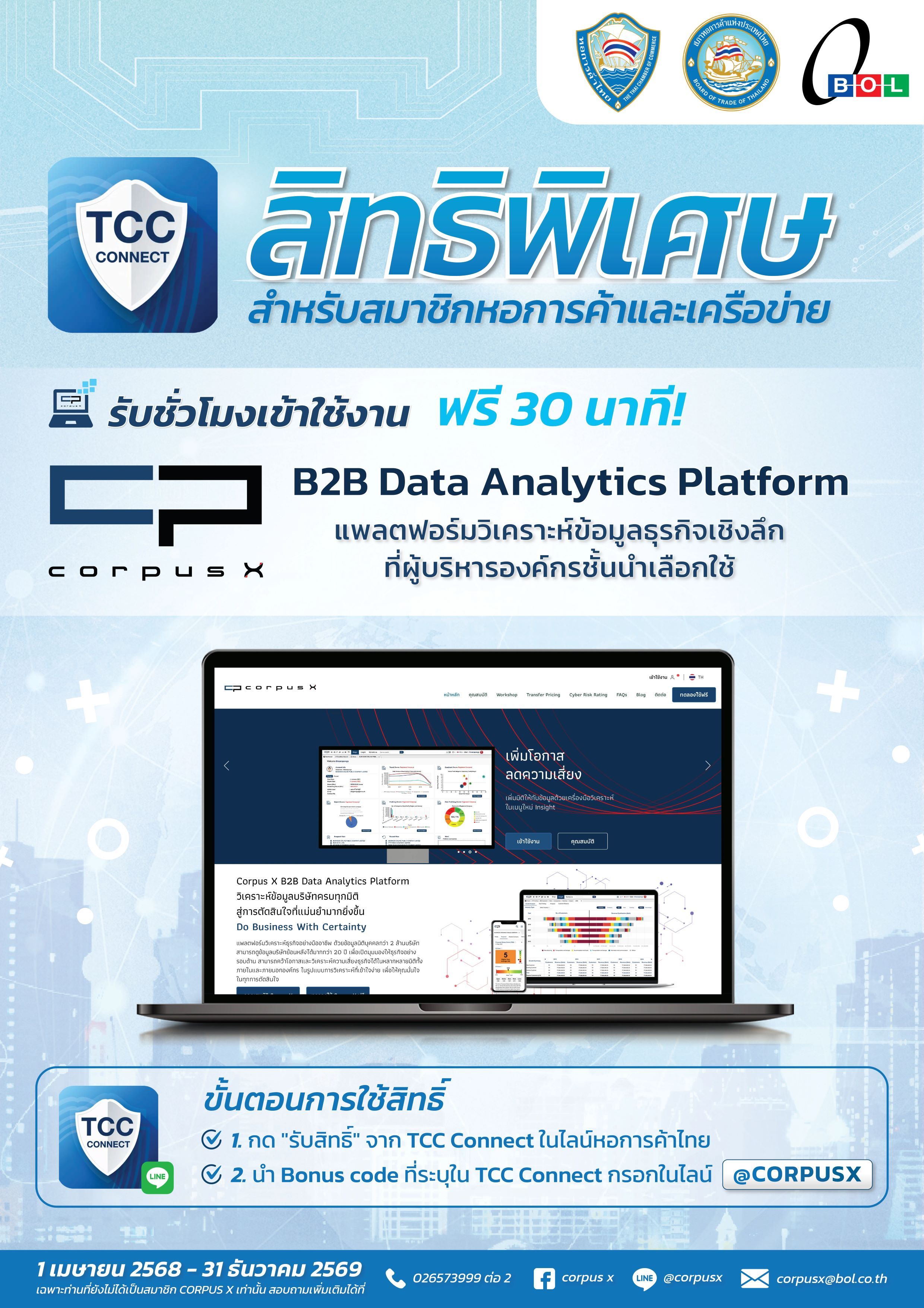 BOL Corpus X สิทธิพิเศษสำหรับสมาชิกหอการค้าไทยและเครือข่าย